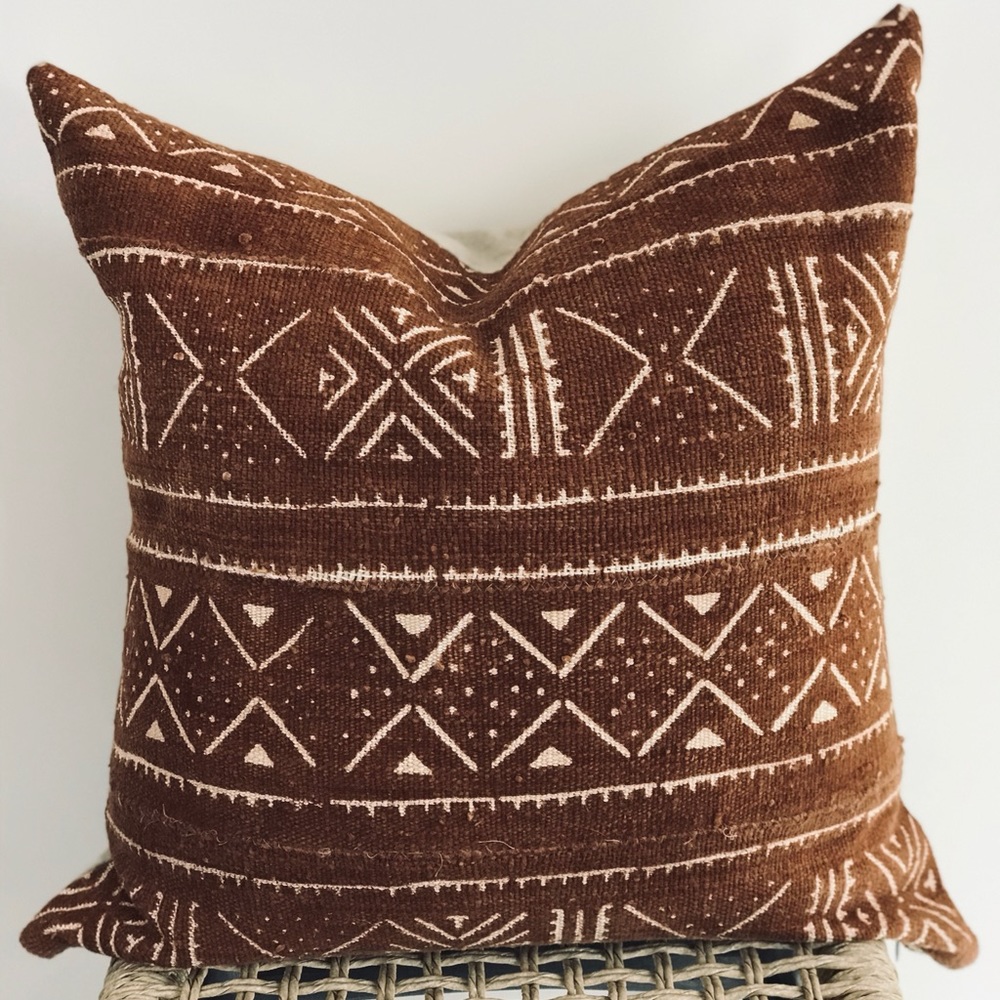 Sunset orange Mudcloth pillow cover